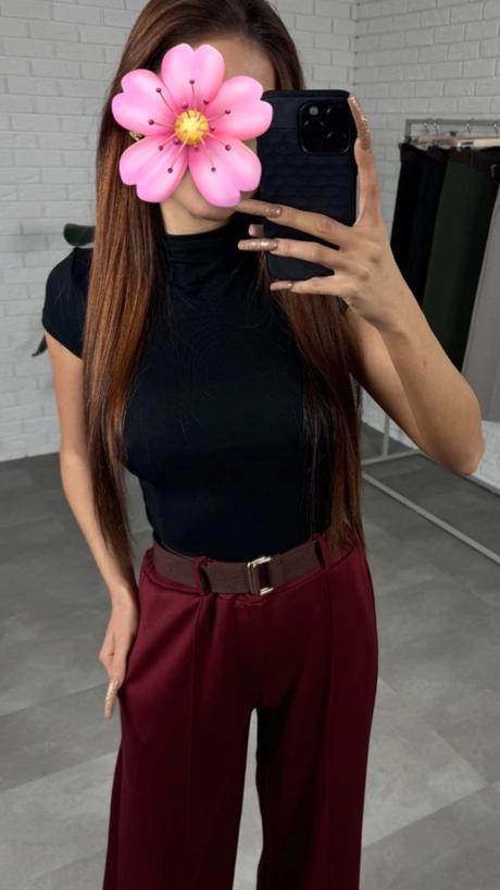 Dámsky čierny rolak s krátkym rukávom, m