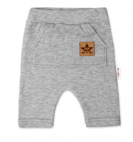 Bavlnené kraťasy baggy s klokaním vreckom - šedé, 62