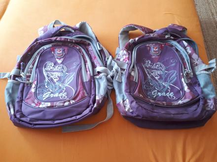 2ks fialove rovnake ruksaky skolske tasky grace, 