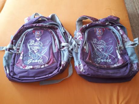2ks fialove rovnake ruksaky skolske tasky grace, 