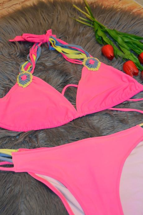 Dámske neónové plavky dvojdielne, veľkosť l, l