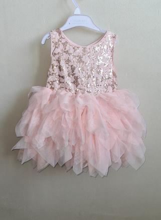 Ružové flitrované spoločenské šaty  92-98, h&m,92