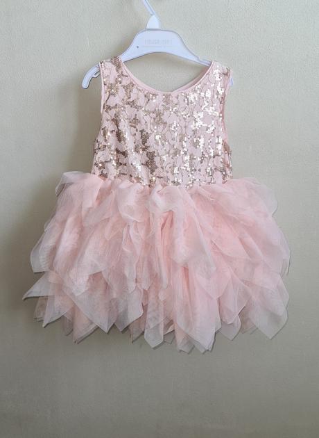 Ružové flitrované spoločenské šaty  92-98, h&m,92