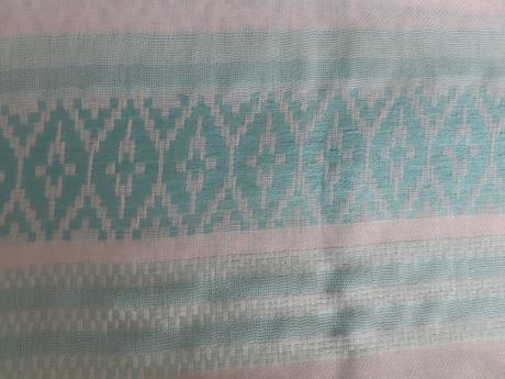 Bavlnený šál, biely so zeleným vzorom, xxl