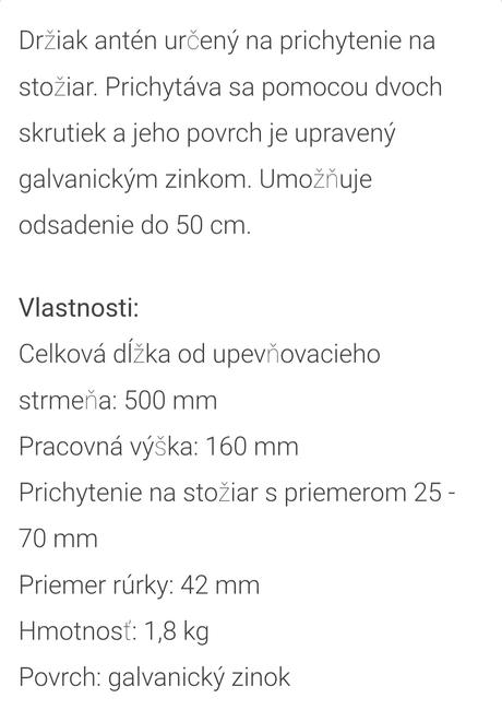 Konzola držiak anténa satelit pozinkovaný, 