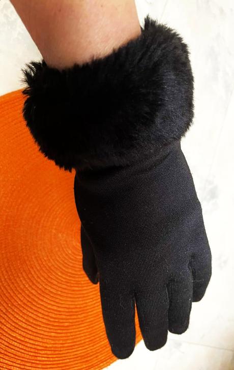 Luxusné vysoké rukavice s kožušinkou, l