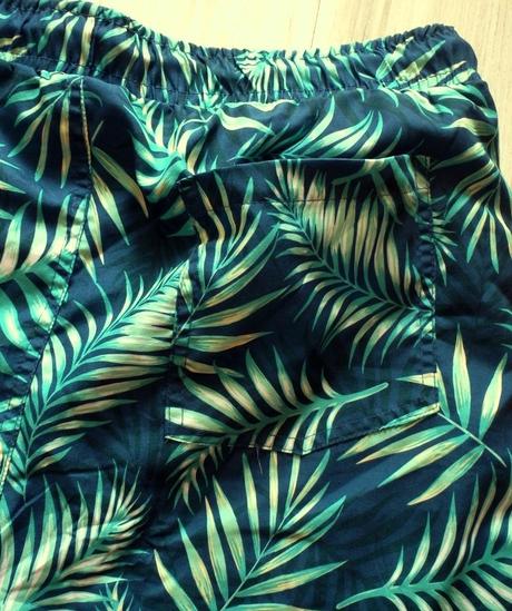 Plavky s tropickým vzorom zelených listov,v.xl/xxl, xxl