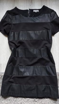 Minišaty kombinácia koženky s látkou, m