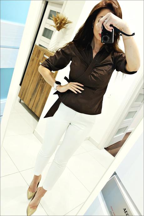 Čokoládová zavinovacia blúzka, h&m,36