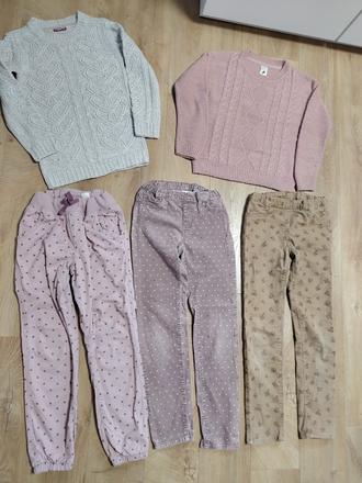 Podsite+ mencestrove nohavice+2xpulovre, h&m,134