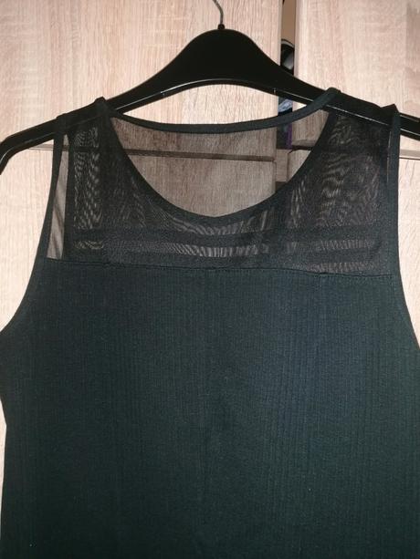 Čierne rebrovane šaty so sieťkou bonprix, bonprix,40