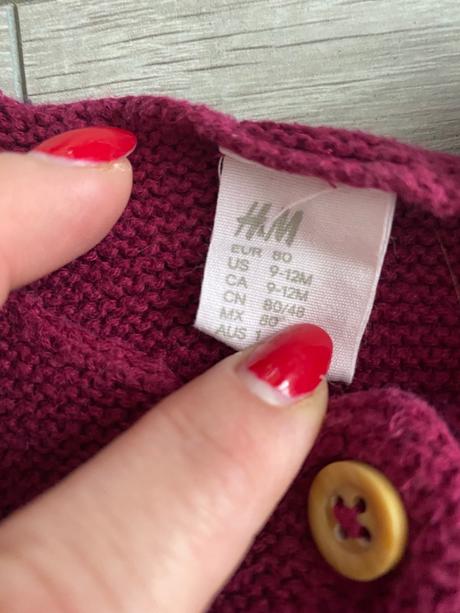 H&m bordovy svetrik od 9 mesiacov, h&m,80