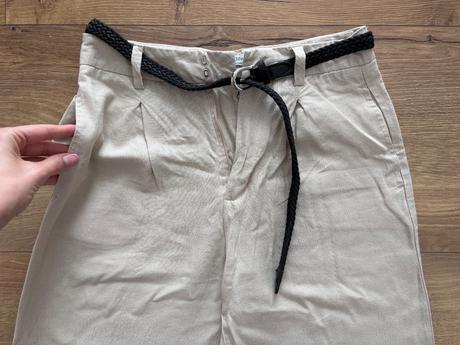 Ľanové nohavice s opaskom, stradivarius,34