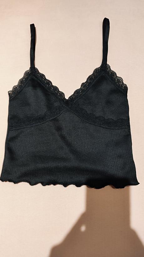 Crop tielko s čipkou, h&m,xs