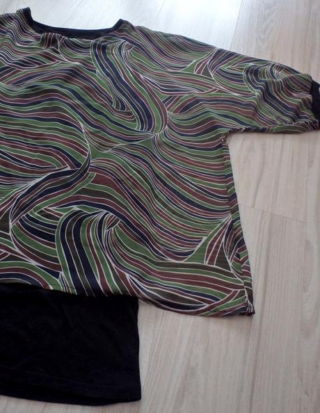Dvojvrstvová blúzka čierna/zelená/hnedá/khaki,v.xl, xl