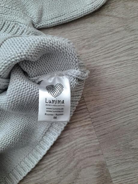 Novorodenecky sedy pleteny sveter 56 lumima, 56