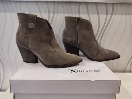 Nové kávové velúrové kotníkove čižmy nescior 36, 36