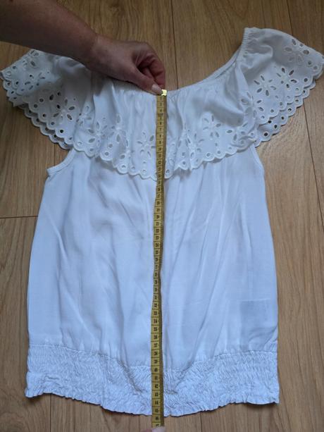 Biely top cez ramená, h&m,152