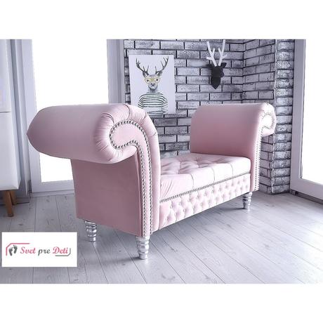 Leňoška longue velvet pastel pink, 
