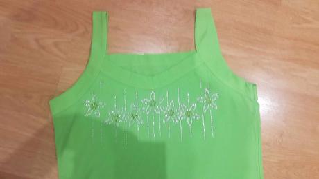 Zelené tielkové tričko s trblietkami v. l, l