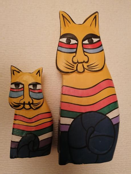 Mačky 2ks drevo,