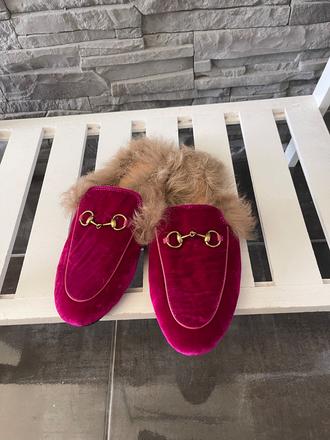 Gucci princetown velvet mules fuchsia v.37, gucci,37