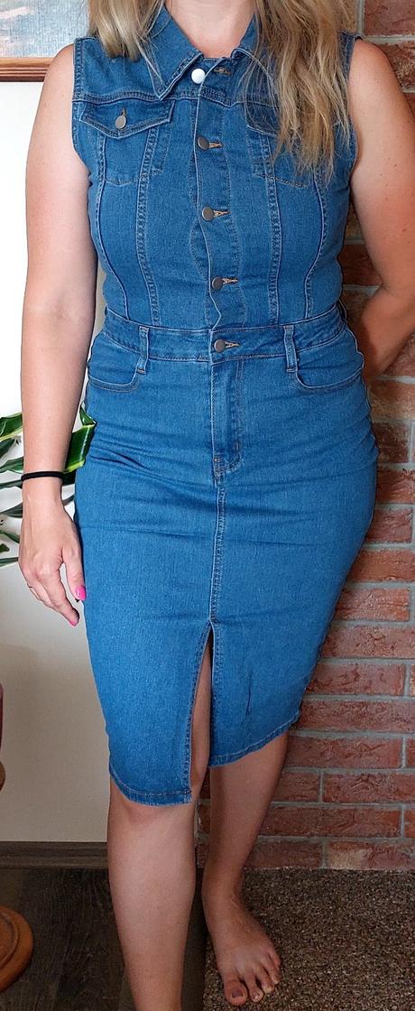 Shein riflove šaty, l