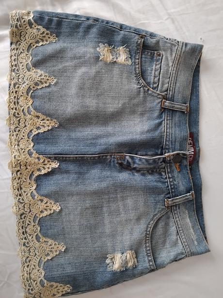 Sukňa s cipkou, denim,s