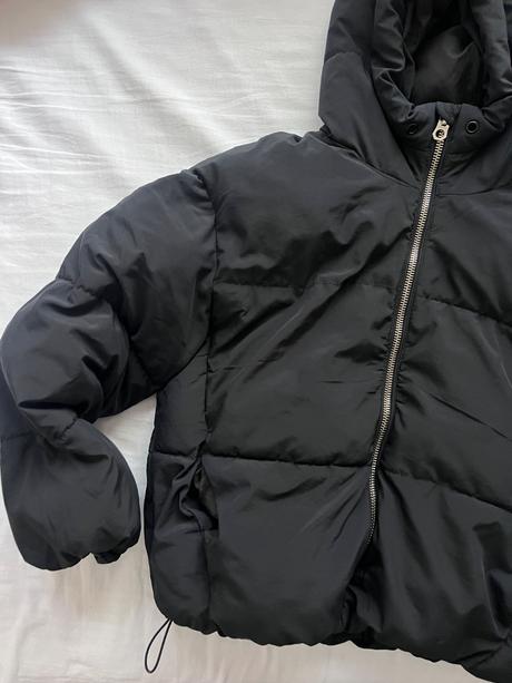 Puff cierna kratka bunda / vetrovka, bershka,m