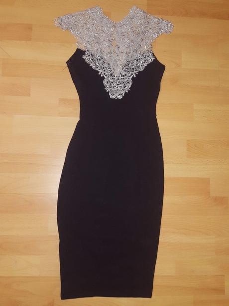 Cierne uzke saty s cipkou, 36