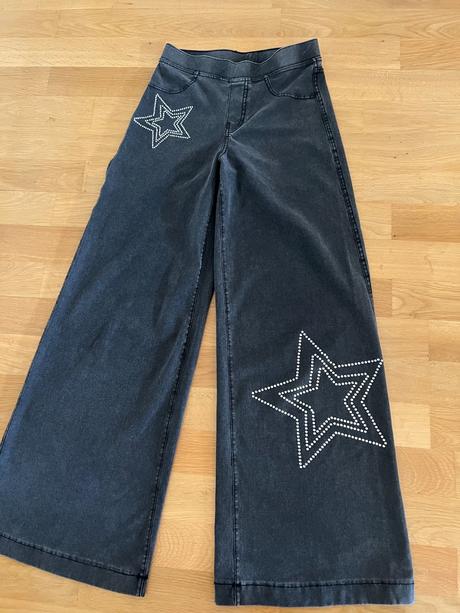 Široké elasticke riflove nohavice, h&m,158