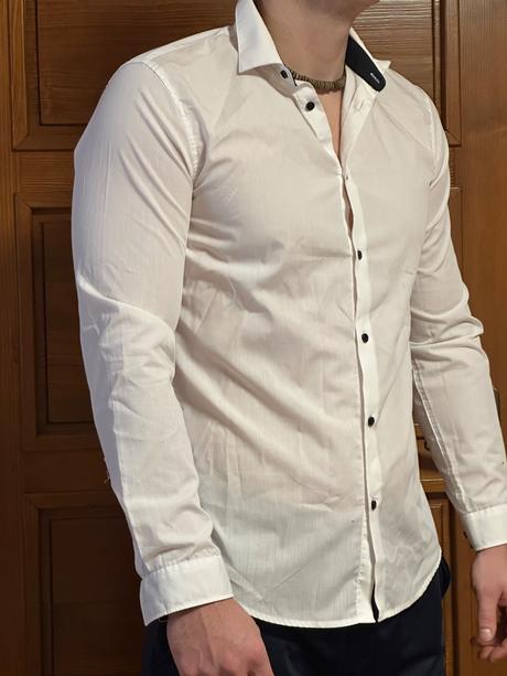 Pánska biela košeľa slim fit, h&m,m