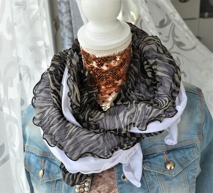 Dvojitý šál -zebra,