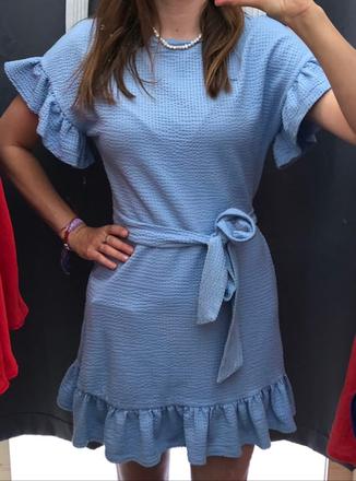 Bledomodré šaty s volánmi, h&m, xs/s, h&m,xs