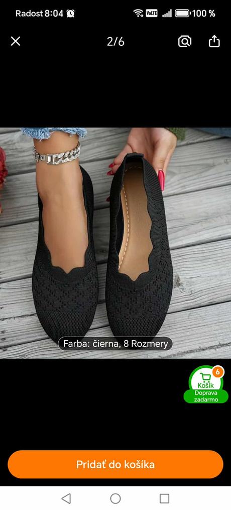 Čierne dámske pohodlné nasúvacie topánky č.43, 43