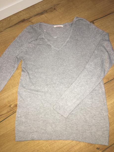 Ziarivy svetrik s veckovym vystrihom - nenoseny, camaieu,xl