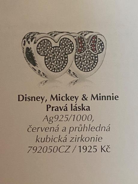 Pandora disney mickey a minnie koralky, pandora