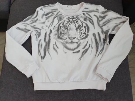 Biela mikina s tigrom, h&m,146