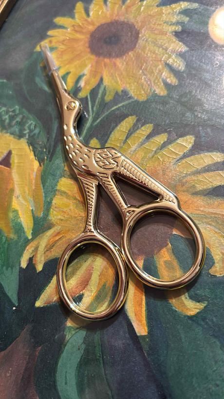 Vintage nožnice jemne zlaté 12 cm, 