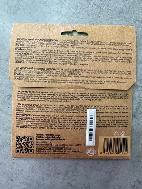 Voskove vrecka na potraviny, 