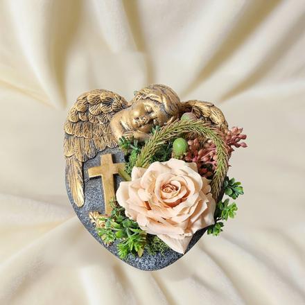 Spomienková dekorácia s anjelom na srdiečku, 