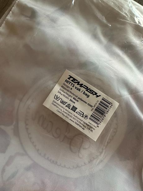 Biely nový vak s potlačou tempish, 