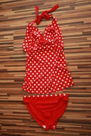 Tehotenské bodkované plavky - tankini, l