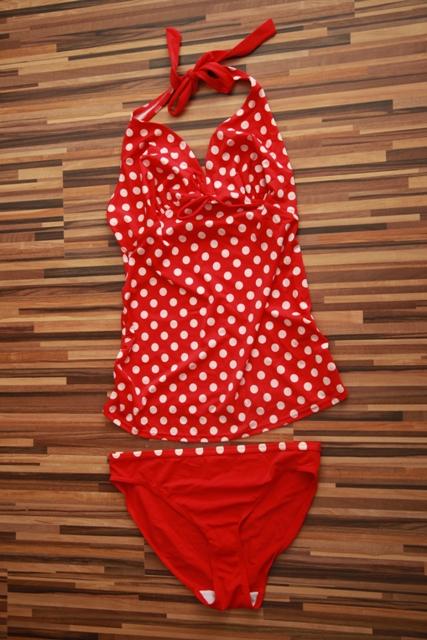 Tehotenské bodkované plavky - tankini, l