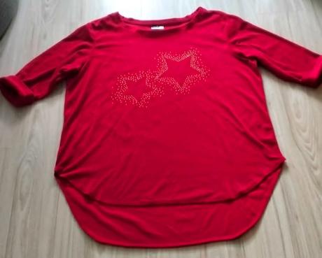 Červené zamatové tričko s hviezdami, v. 2xl, xxl
