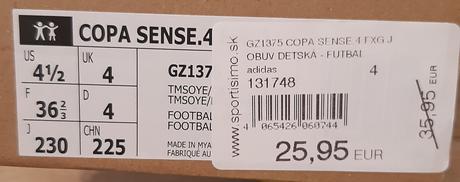 Adidas copa sense 4.fxg kopačky č.36 2/3, adidas,36