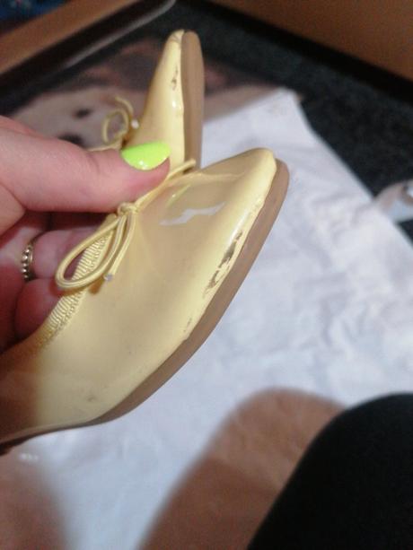 Žlté lakované balerinky, h&m,30