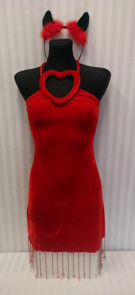 Kostým čertica s rožkami - čelenka, crazy, xs-s,