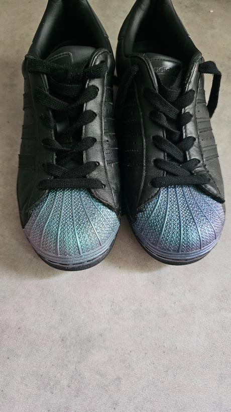 Adidas kožené superstar čierne s tyrkysovou, adidas,38