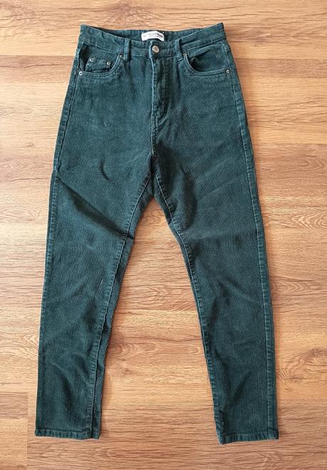 Menčestrové tmavozelené nohavice pull&bear, pull&bear,m